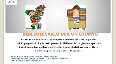 Bibliotecario per un Giorno - per Bambini e Ragazzi dai 6 ai 14 anni 