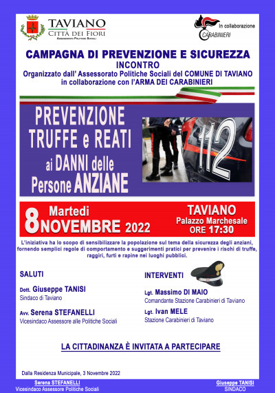 Campagna di Prevenzione e Sicurezza con l'Arma dei Carabineri 