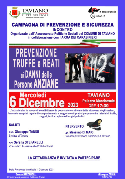 CAMPAGNA di PREVENZIONE e SICUREZZA ANZIANI