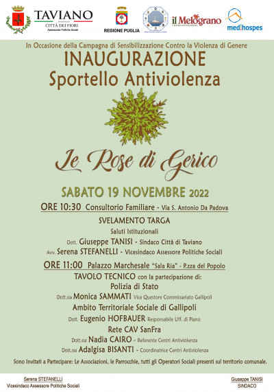 Inaugurazione Sportello Antiviolenza Le Rose di Gerico - Tavolo T...