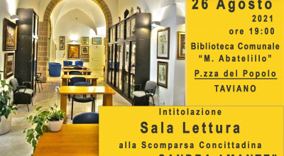 INTITOLAZIONE SALA LETTURA BIBLIOTECA COMUNALE