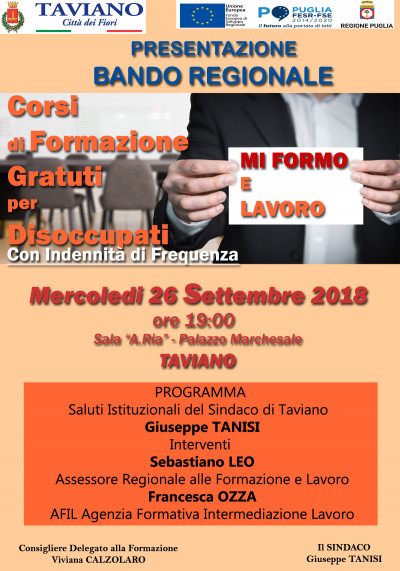 Presentazione Bando Regionale MI FORMO E LAVORO