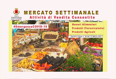 EMERGENZA COVID-19: Mercato Settimanale 