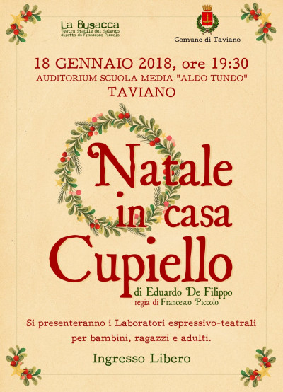 18 Gennaio 2018 ore 19:30 - NATALE IN CASA CUPIELLO e PRESENTAZIONE LABORATOR...