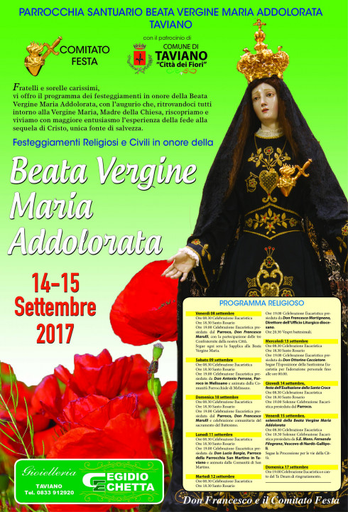 Festeggiamenti in onore della BEATA VERGINE MARIA ADDOLORATA - 14/15 Settembre 2017