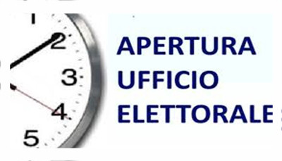UFFICIO ELETTORALE - ORARI DI APERTURA AL PUBBLICO