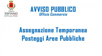 Avviso Pubblico -  Assegnazione Posteggi Aree Pubbliche 