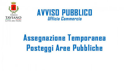 Avviso Pubblico -  Assegnazione Posteggi Aree Pubbliche 