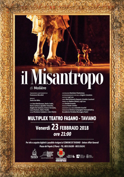 STAGIONE TEATRALE - VENERDÌ 23 FEBBRAIO 2018 - IL MISANTROPO