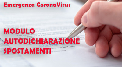  EMERGENZA CORONAVIRUS - AUTODICHIARAZIONE PER SPOSTAMENTI 