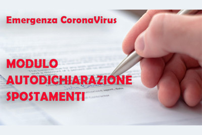  EMERGENZA CORONAVIRUS - AUTODICHIARAZIONE PER SPOSTAMENTI 