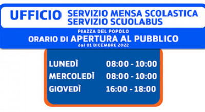 Ufficio Servizi Scolastici - Modifica Orario di Apertura al Pubblico 