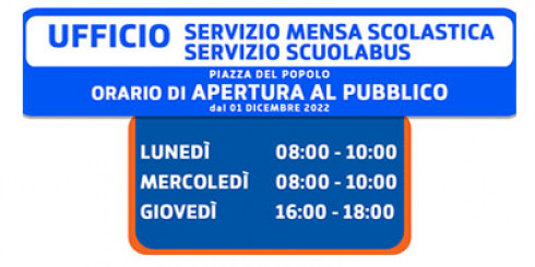 Ufficio Servizi Scolastici - Modifica Orario di Apertura al Pubblico