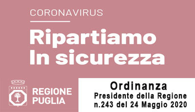 EMERGENZA CORONAVIRUS  - RIAPERTURE DAL 25 MAGGIO 2020