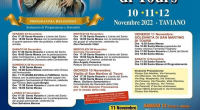 Programma Festeggiamenti in Onore del Santo Patrono - San Martino di Tours