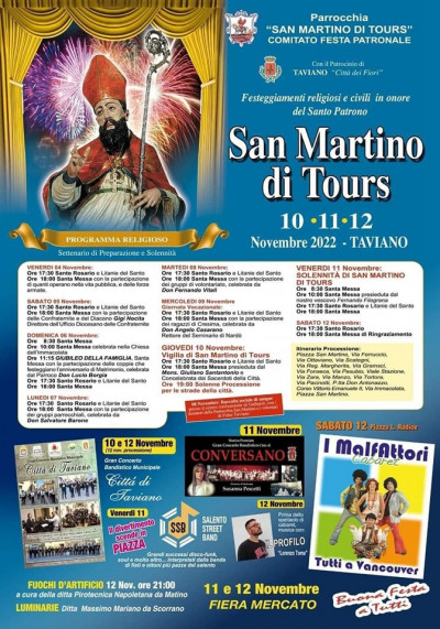 Programma Festeggiamenti in Onore del Santo Patrono - San Martino di Tours