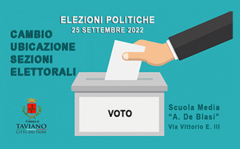 Elezioni Politiche del 25 Settembre - Ubicazione Sezioni Elettorali